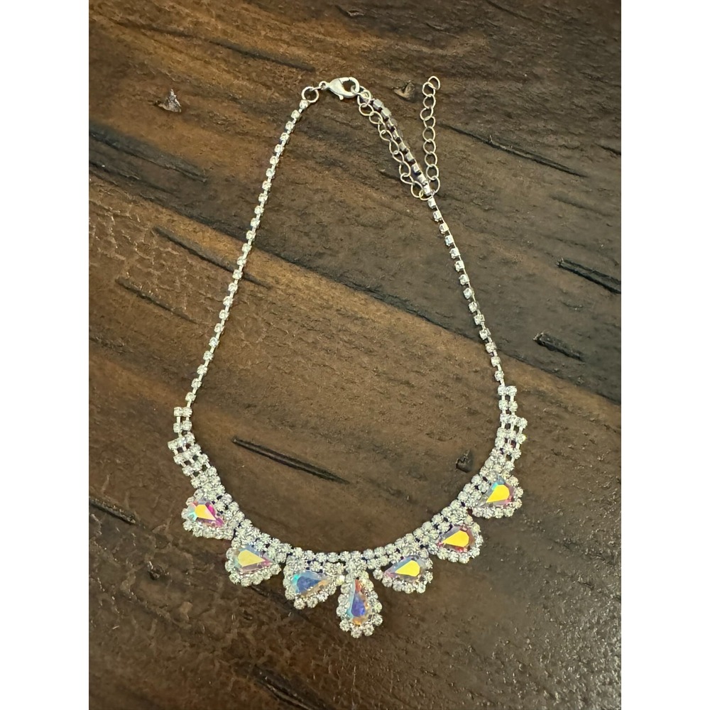 Rhinestone Necklace Silver Tone Accent Women's Jewelry for Party‎ Prom